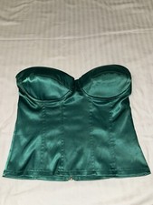 Vintage Y2K corset green top hook eye closure small
