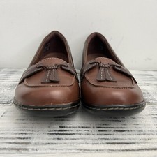 Clarks Ashland Bubble Loafers Brown Women's Sz 7 Comfort Flat Slip On Tassels