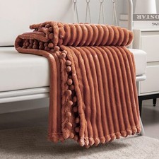Fleece Blanket Throw Size   51x63 Caramel   Soft Plush Fluffy Fuzzy Warm Cozy...
