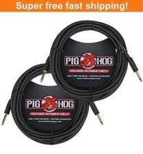 2 Pack Pig Hog PCH20BK Woven Black Vintage Series Instrument Cable, 20 Ft - New