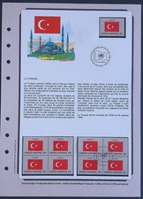 Nations Unies Document 1er jour Timbres Drapeaux La Turquie O & N/O