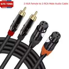 2-XLR Female to 2-RCA Male Stereo Microphones Cable Audio Patch Cable