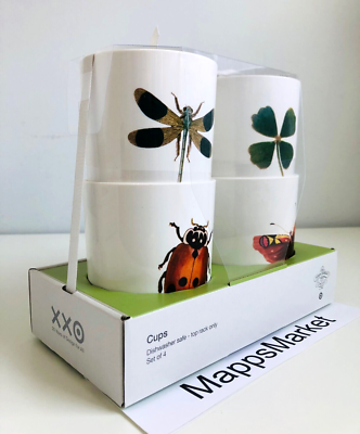 NEW John Derian for Target Set of 4 Melamine Cups Tumblers Clover