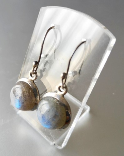 Boucles D'oreilles Labradorite Sur Argent 925 - Clous - Bleuté - Neuf Sans Emballage