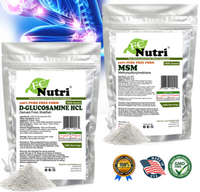 FDC NUTRITION Triple Strength 2.2lb Each Glucosamine HCL & MSM MADE IN USA