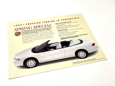 1997 1/2 Chrysler Sebring JX Convertible Information Sheet