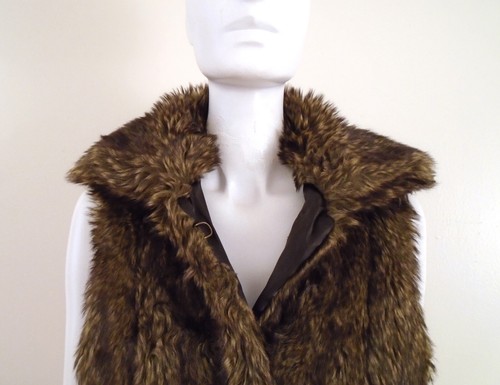 Baguda Nordstrom Size M Brown Faux Fur Collard Vest NWOT - Picture 4 of 12
