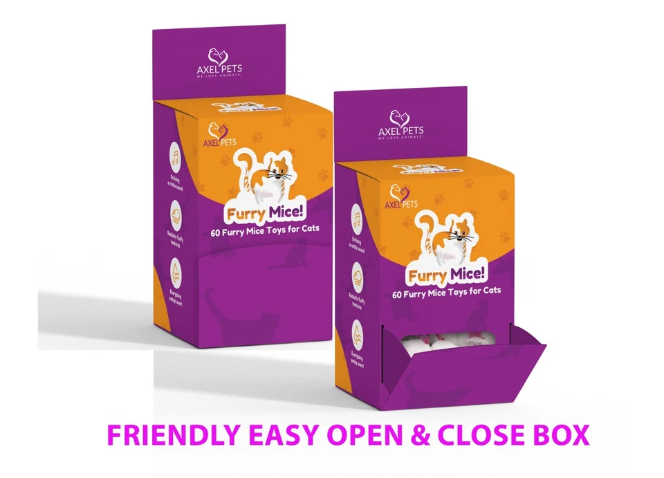 60 Furry Mice with Catnip & Rattle Sound Made of Real Rabbit Fur Cat Toy Mouse - Image 4 of 4