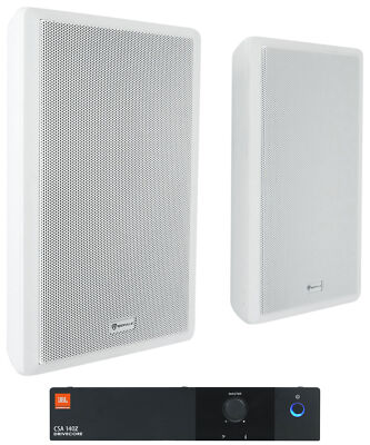 JBL CSA 140Z Commercial 70v Amplifier+(2) White 5.25'' Slim Wall Mount Speakers