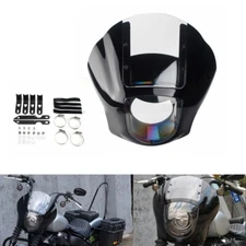 For Harley Dyna Softail Sportster Front Headlight Fairing Windshield & Mount Kit
