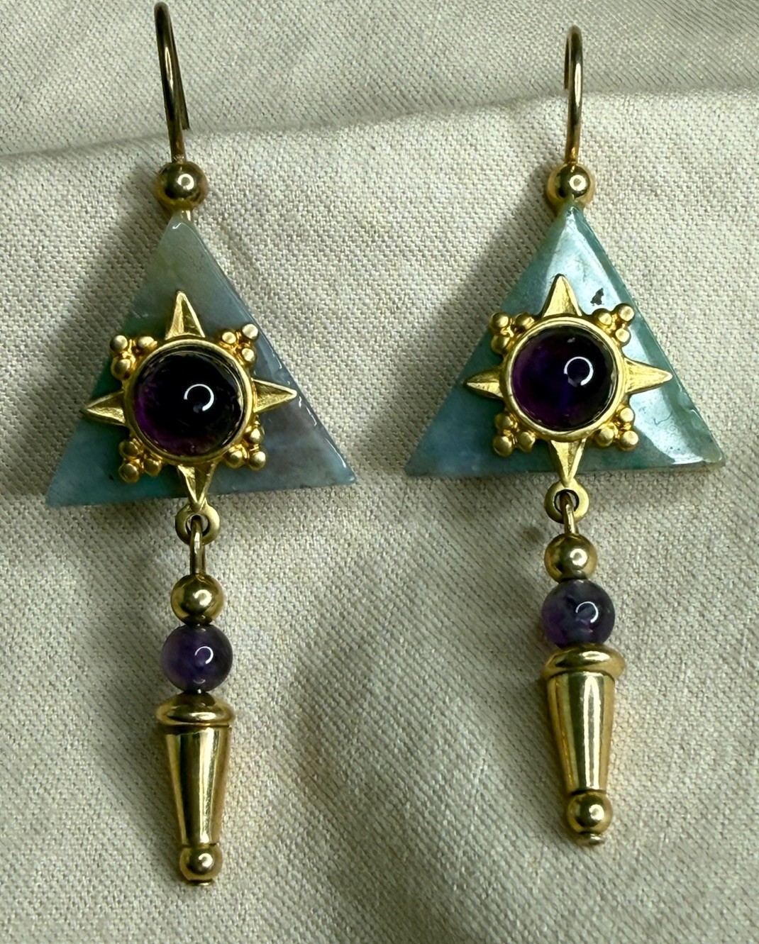 Vintage Unique Dangle Drop Triangular Pyramid Sha… - image 6