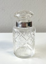 Kristall Glasflasche Flacon Beh&auml;lter mit Silbermontur 12,5cm