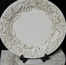 2 Linens N Things EMBOSSED LEAF Buffet Plate 11 1/2"