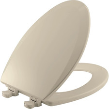 1500EC 146 Almond Elongated Molded Wood Toilet Seat w th Easy Clean Change Hing