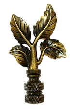 Elegant Leaves 3" Lamp Finial for Lamp Shade, Antique Brass