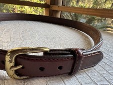 Brighton Belt Mens 40 Brown Leather Woven Canvas Inlay Brass Buckle P2707 READ
