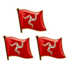 3 X Isle of Man National Flag Metal Enamel Pin Badge Lapel