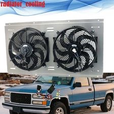 ALUMINUM SHROUD+2X14" FANS+RELAY FIT 88-99 CHEVY GMC C/K 1500 2500 3500 5.7 7.4L