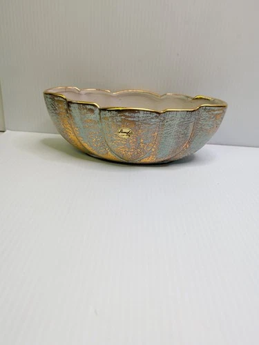 Stangl Pottery Antique Gold and Blue Planter/Bowl #2064