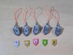 Set of 5 Brand New LEGO Nexo Knights Bag Tag / Keychain / Zipper Pull with Tiles