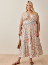 Reformation Jovi Dress in Floral Size 18 - Organic Cotton V Neck Maxi Button
