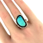 Vintage Elena White Native American Turquoise, Sterling Silver Ring Sz. 4.75