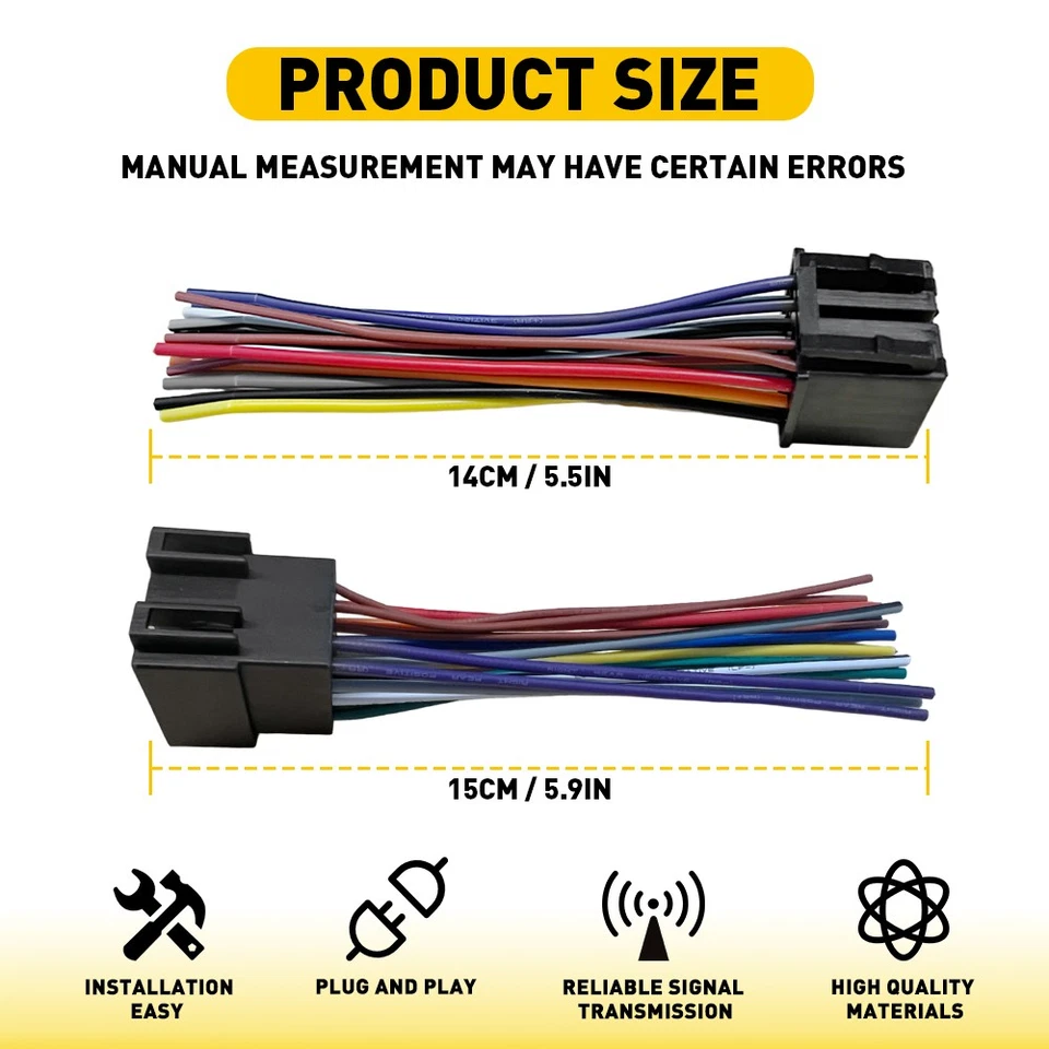 Arnés de cables ISO 16 pines radio coche 2 piezas semirremolque Peterbilt Freightliner Foto 2 de 4