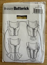 Butterick Pattern B4669 Historic Corset Bodice Laced Bustier Peplum Crop Sz 6-12