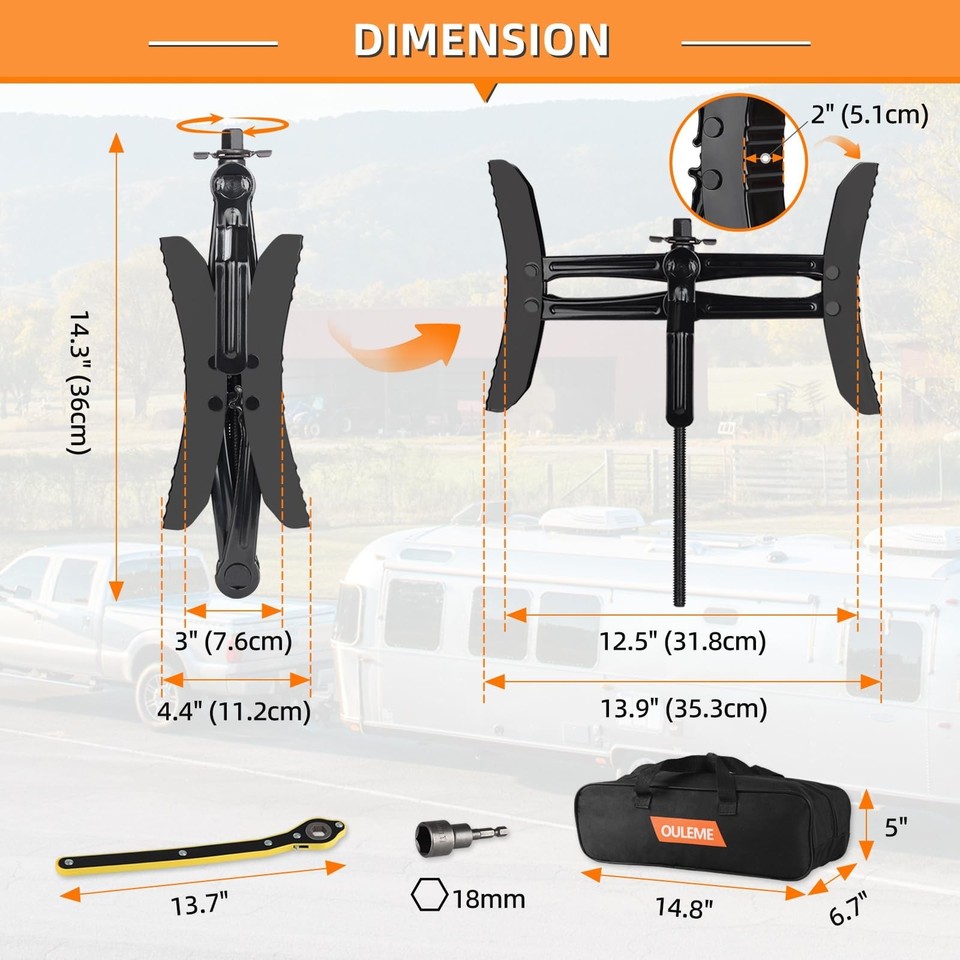 24" Scissor Jack For RV Camper Trailer Stabilizer Leveling Heavy Duty 5000 Lb
