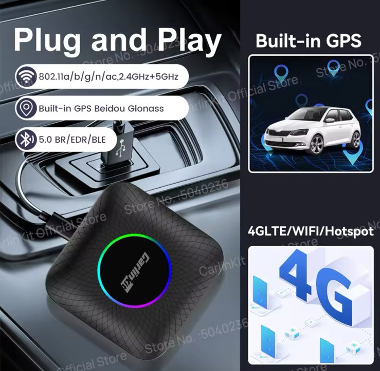 Android 13 8core CarPlay Ai Box CarPlay Android Auto 4g+64g Netflix Youtube Fota - Miniatura 3