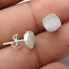 Orecchini matrimonio argento sterling 925 quadrati pietra di luna arcobaleno naturale lunetta borchia