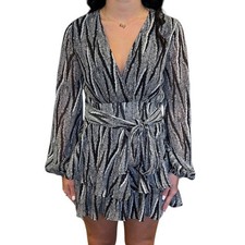 Black Animal Print Tie-Front Romper-224MS