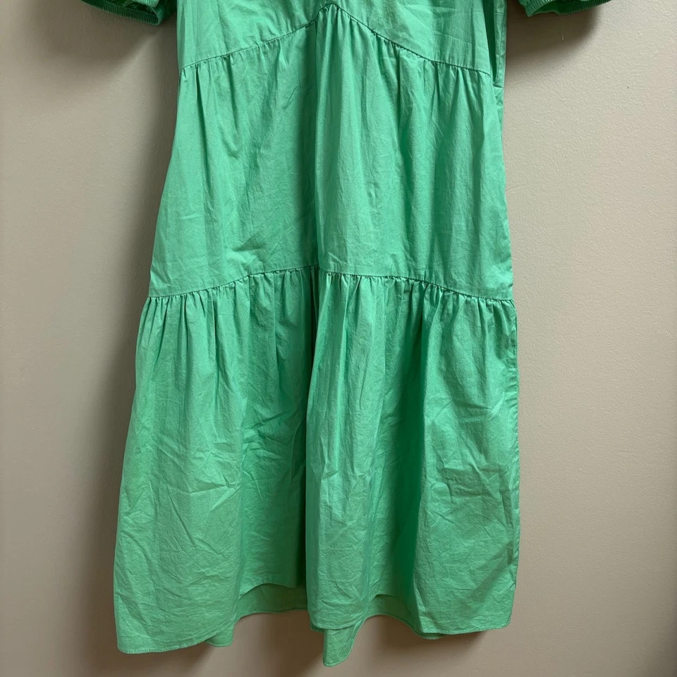 Vestido Donna Morgan Midi Talla 8 Verde Lechera Cottagecore Volantes en Niveles Boho Foto 3 de 4