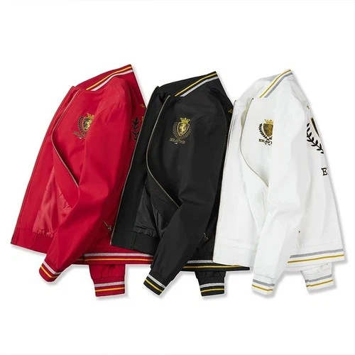 Men's Embroidered Baseball Bomber Jacket Slim Fit Autumn Casual Varsity Coat image 5