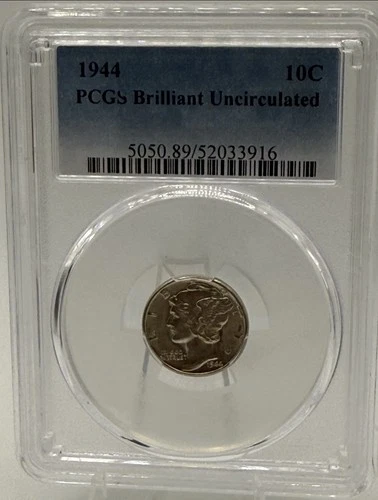 1944 Mercury Dime PCGS Brilliant Uncirculated BU – 90% Silver – Old Holder