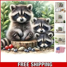 Stress-Relieving 5D Raccoon Family Diamond Painting Kit - 13.78 Inch Art Deco