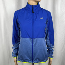 New Balance Women  s Medium Blue/Neon Yellow Full Zip Lightweight Running Jacket