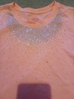 Faded GLORY GIRLS L/G 10/12 Short Sleeve Sparkly Peach Top — photo 2