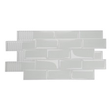 10Pcs 9.4"x4.7" Peel and Stick Backsplash Tiles Mable Tile Stickers, Beige Grey