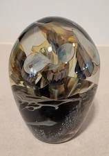 Rare Signed Robert Eickholt 5" Sea Flowers Art Glass Paperweight