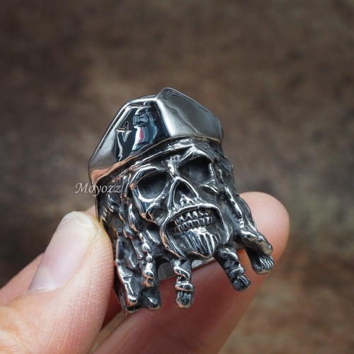 Men's Skull Stainless Steel Ring - 1%er One Percenter Outlaw Biker Ring, Motorcycle Jewelry (Size 13, Gold) - View #9