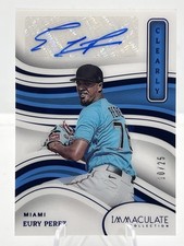 2023 Panini Immaculate Eury Perez Clearly BLUE Autograph #10/25 Miami Marlins