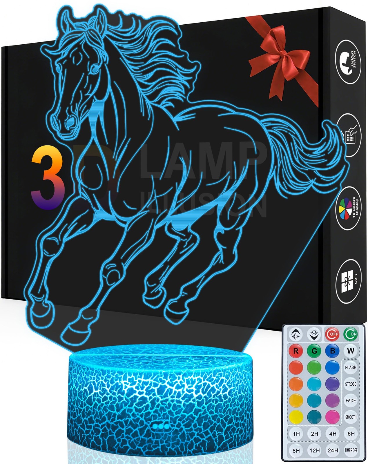 Veilleuse cheval anti-peur du noir, lampe enfant pour nuits sereines