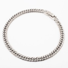 Men's Ladies' Pure Titanium Bracelet 5mm 6-Sided Double Curb Link Chain 7.5"