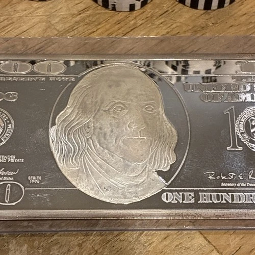 1996  The Washington Mint .999 Fine Silver $100 Franklin 4 oz Bar