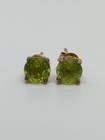 Round Peridot Stud Earrings 6mm Gold Tone Sterling Silver 925
