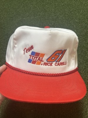 Vintage Racing Adjustable Hat Cap Rick Carelli White Orange Nascar 90s Men's