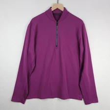 Greyson Siasconset Quarter Zip Shirt Mens Large Purple Brushed Pique Knit