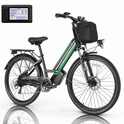 Electric Bike 26in Low-Step Thru Cruiser Bicycle 500W 48V Motor Commuting E-Bike