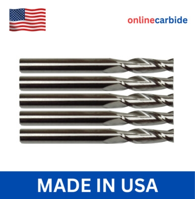 LOT OF 5 PCS 3/16'' 2 FLUTE CARBIDE END MILL